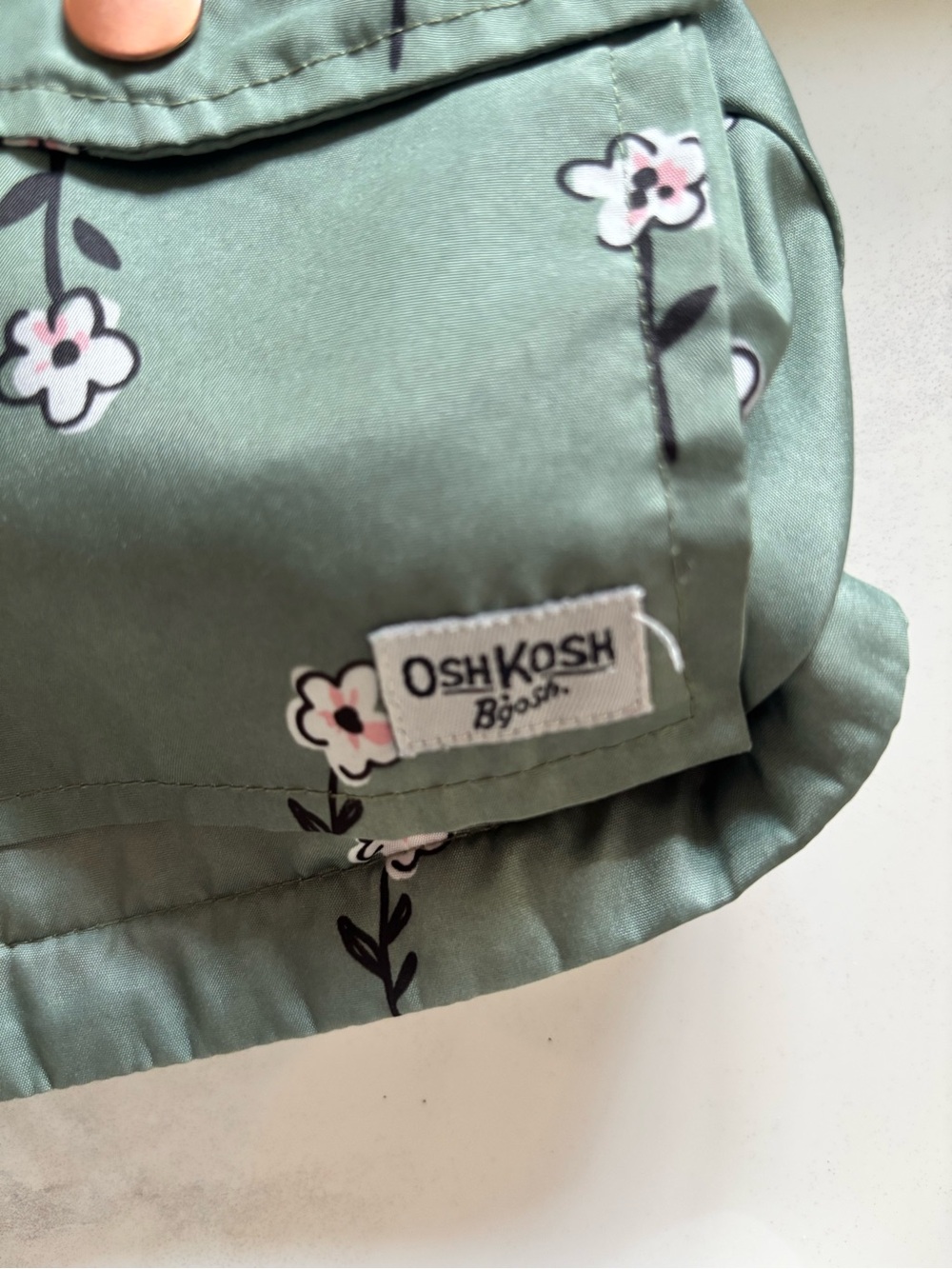 OshKosh B'gosh Mint Green Floral Hooded Rain Jacket - Picture 2 of 4